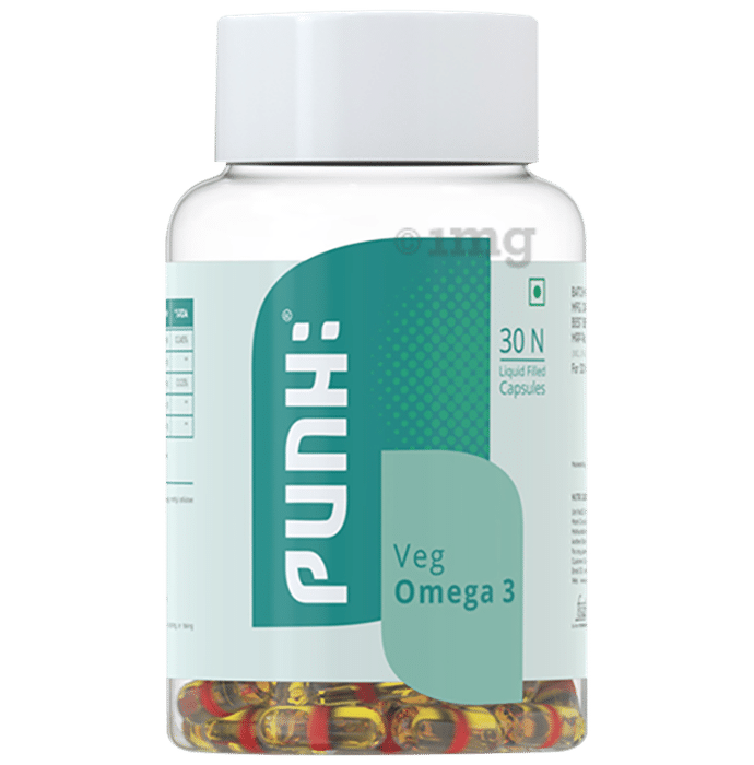 Punh Veg Omega 3 Capsules with Veg Pure DHA 200 mg | Algae Oil | For Immunity, joints, Brain & Heart Health Capsule