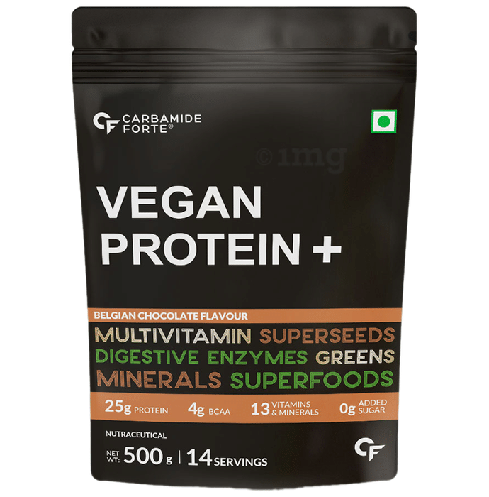 Carbamide Forte Vegan Protein+ with Multivitamins | No Added Sugar | Flavour Powder Chocolate