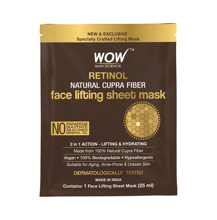 WOW Skin Science Retinol Natural Cupra Fiber Face Lifting Sheet Mask (25ml Each)