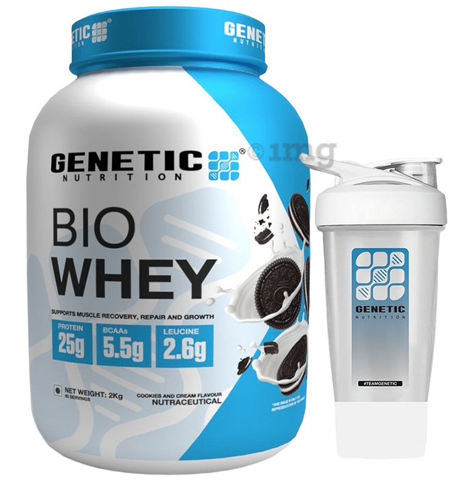 Genetic Nutrition Bio Whey Powder Cookie and Cream with Shaker Free