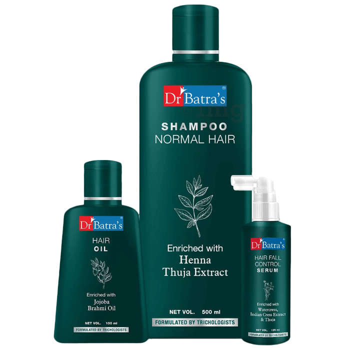 Dr Batra's Combo Pack of Hair Fall Control Serum 125ml, Hair Oil 100ml and Shampoo 500ml