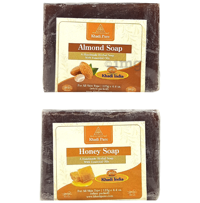 Khadi Pure Combo Pack of Herbal Almond & Honey Soap (125gm Each)