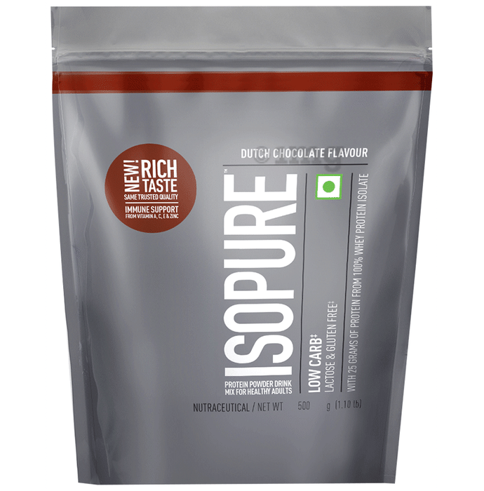 Isopure Low Carb 100% Whey Protein Isolate for Fitness | No Added Sugar | Flavour Dutch Chocolate Lactose Free Gluten Free