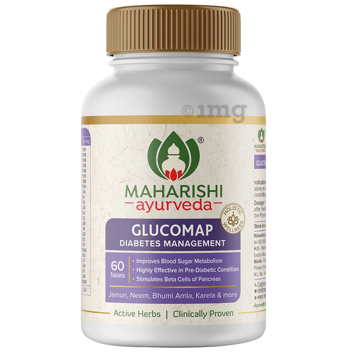 Maharishi Ayurveda Glucomap Tablet | Diabetes Management with Jamun, Karela, Neem, Arjuna, Controls Blood Sugar