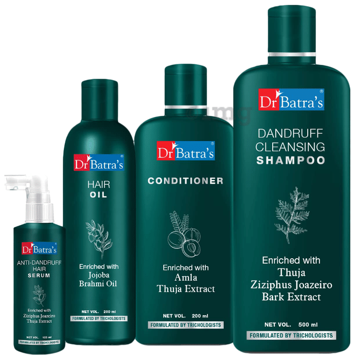 Dr Batra's Combo Pack of Anti-Dandruff Hair Serum 125ml, Conditioner 200ml, Hair Oil 200ml and Dandruff Cleansing Shampoo 500ml