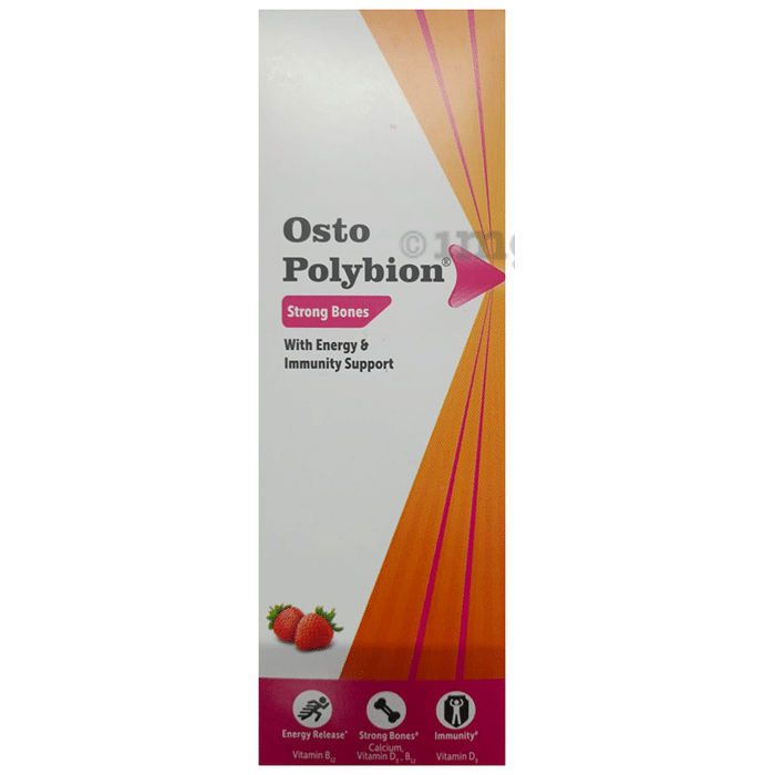Osto-Polybion Oral Suspension with Calcium & Vitamins for Energy, Immunity & Bones | Flavour Strawberry