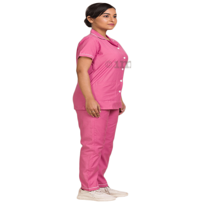 Agarwals Nurse Uniform Softn Comfy Pure Viscose Cotton Large Pink