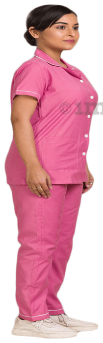 Agarwals Nurse Uniform Softn Comfy Pure Viscose Cotton Large Pink