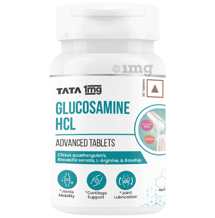 Tata 1mg Glucosamine HCL 1500 mg Tablet for Joint Health with Boswellia Serrata, Collagen Peptide, L-Arginine | Supports in Building Cartilage, Relieves Pain & Inflammation in Joints