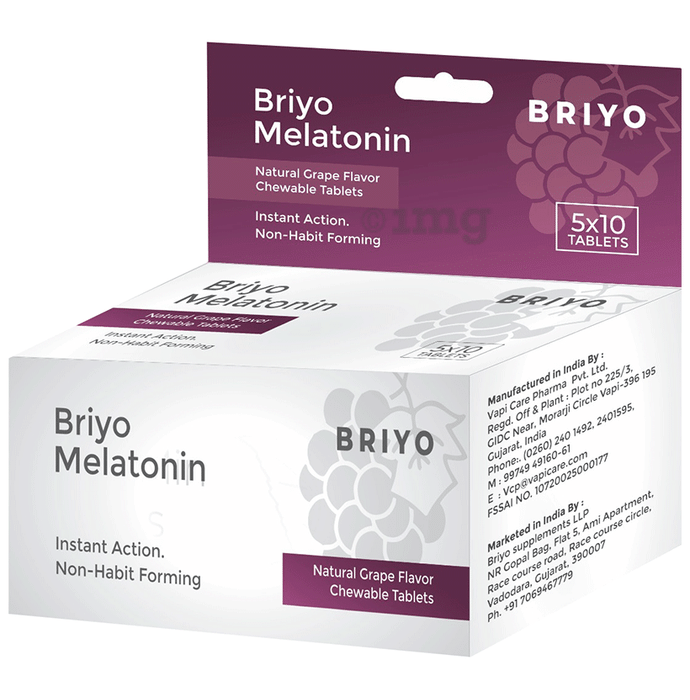 Briyo Melatonin Chewable Tablet (10 Each) Natural Grape