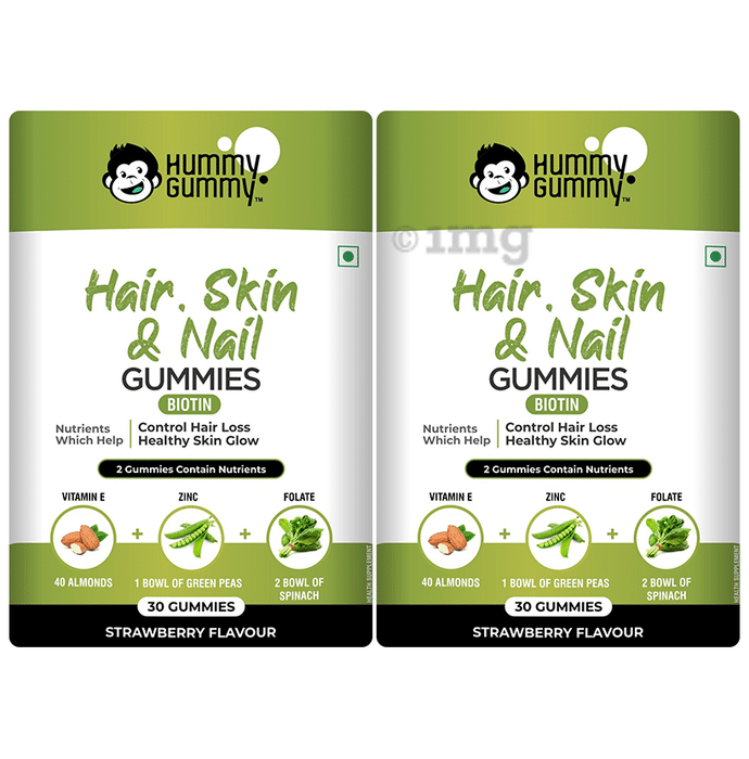 Hummy Gummy Hair, Skin & Nail Gummies (30 Each) Strawberry