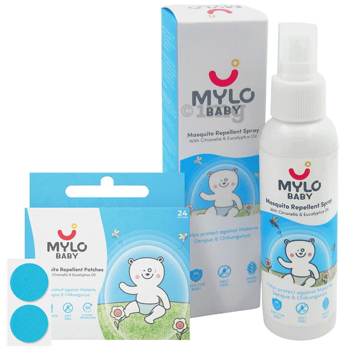 Mylo Combo Pack of Mosquito Repellent Spray 100ml and Mosquito Repellent 24 Patches