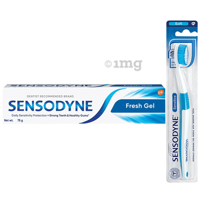 Combo Pack of Sensodyne Fresh Gel Sensitive Toothpaste (75gm) & Sensodyne Soft Toothbrush