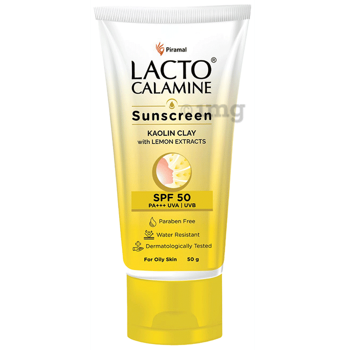 Lacto Calamine Sunscreen | With Kaolin Clay & Lemon Extract | SPF 50 PA+++ UVA/UVB | Paraben-Free