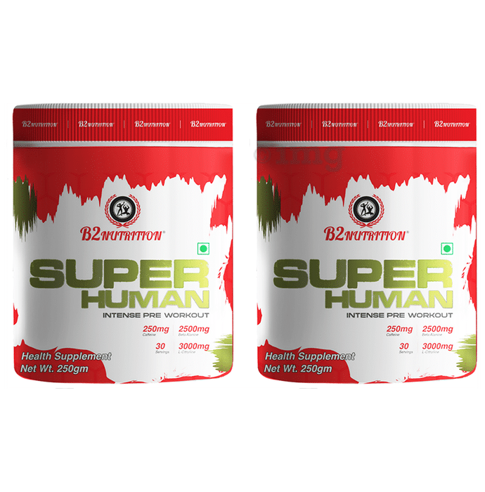 B2 Nutrition  Super Human Intense Pre-Workout Powder (250gm Each) Fruit Punch