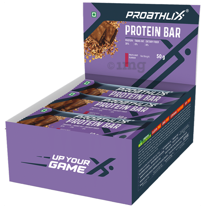 Proathlix Protein Bar (50gm Each) | Flavour Fruit and Nut