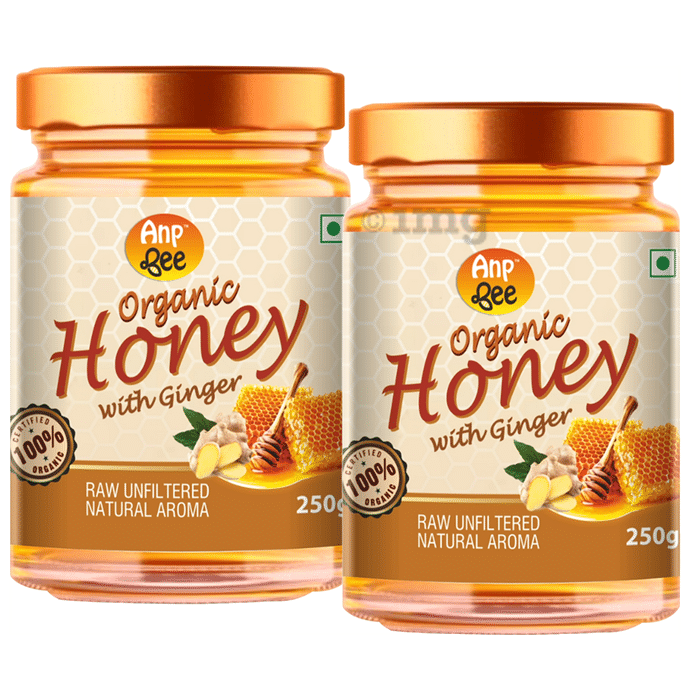 Anp Bee Organic Honey with Ginger (250gm Each) Raw Unfiltered