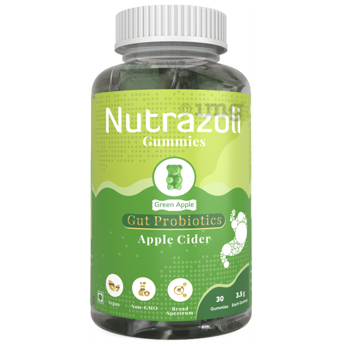 Nutrazoli Gut Probiotics Apple Cider Gummies Green Apple