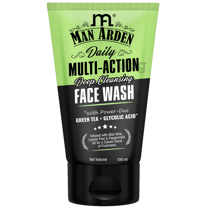 Man Arden Daily Multi-Action Deep Cleansing Green Tea + Glycolic Acid for Burst of Freshness Face Wash