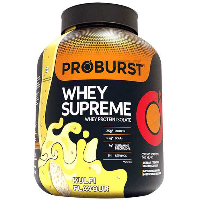 Proburst Whey Supreme Protein | With BCAAs & Glutamine for Muscle Recovery | Flavour Kulfi