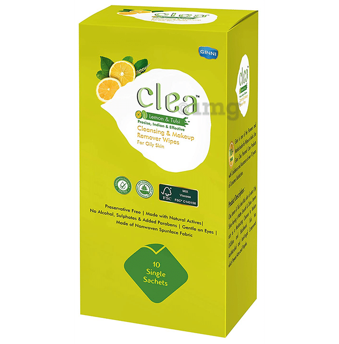 Ginni Clea Cleansing & Make-Up Remover Wipes Lemon & Tulsi