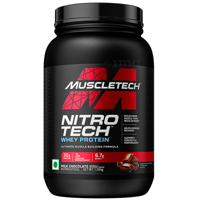 Muscletech Nitro Tech Whey Protein for Muscle Recovery | Flavour Powder Milk Chocolate