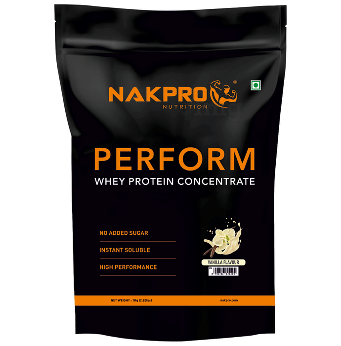 Nakpro Nutrition Perform Whey Protein Concentrate for Muscle Recovery | No Added Sugar | Flavour Vanilla