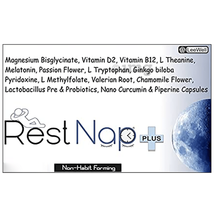 LeeWell Rest Nap Plus Capsule  with Probiotic, Melatonin, Magnesium, Ginkgo Biloba for Gut Stress, Sleep, Restless Legs & Muscle Cramps Support