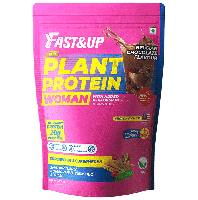 Fast&Up Plant Protein for Women | Powder for Immunity, Weight Management & Hormonal Balance Belgian Chocolate