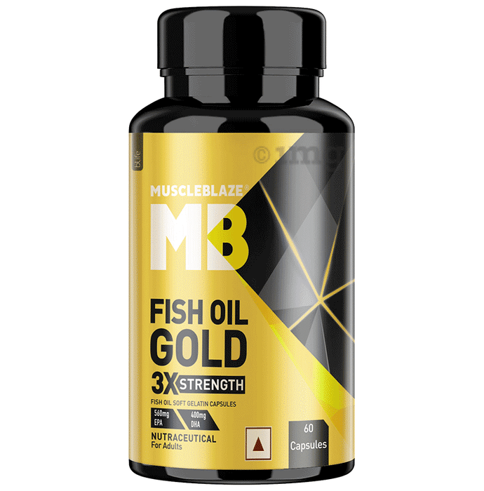 MuscleBlaze Fish Oil Gold with Omega 3 | For Heart, Brain, Joint & Eyes Health | Soft Gelatin Capsule