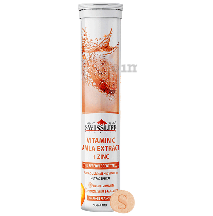 SWISSLIFE FOREVER Vitamin C Amla Extract with Zinc Effervescent Tablet Orange Sugar Free