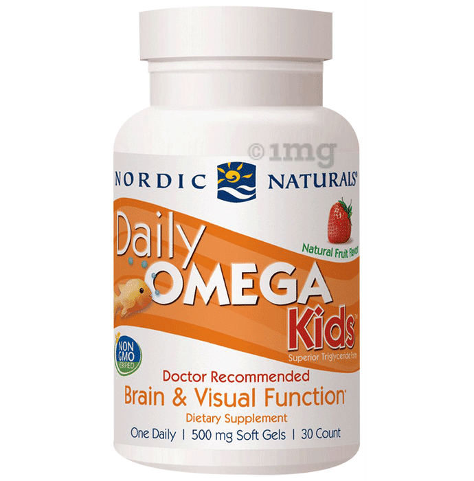Nordic Naturals Daily Omega Kids 500mg Soft Gels for Brain & Visual Function Natural Fruit