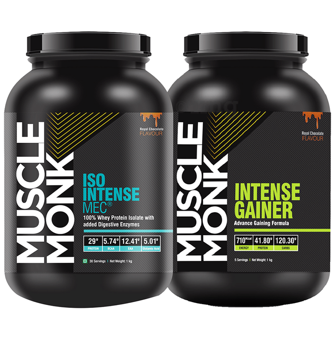 Muscle Monk Combo Pack of Iso Intense MEC 100% Whey Protein Isolate & Intense Gainer (1kg Each) Royal Chocolate