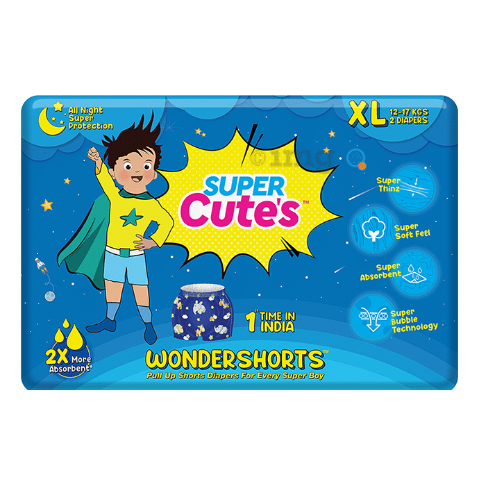 Super Cute's XL Wondershorts Pull Up Shorts Diaper (2 Each)
