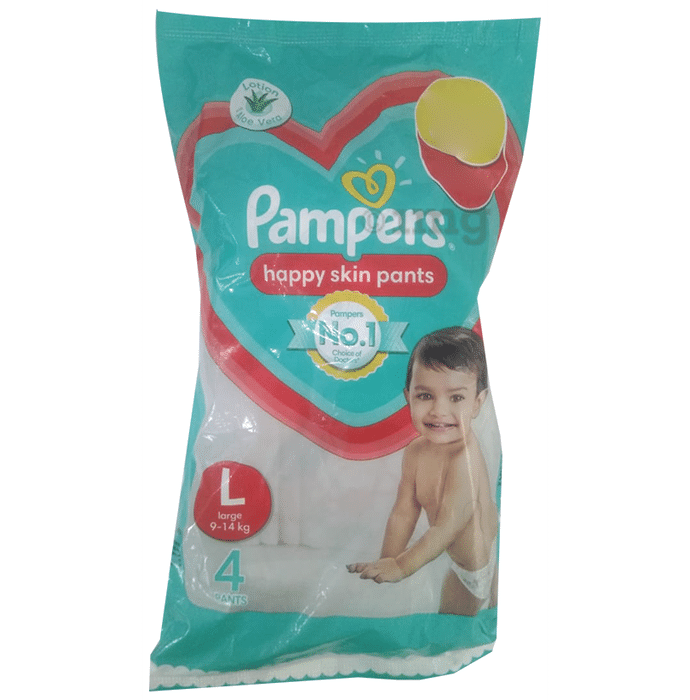 Pampers Happy Skin Pants With Anti Rash Lotion Diaper Large with Aloe Vera