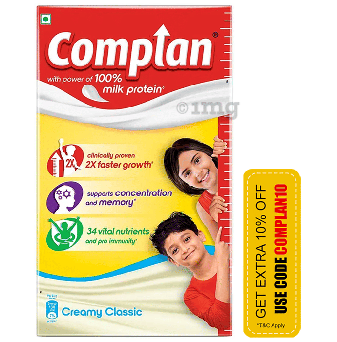 Complan Nutrition Drink Powder for Children | Nutrition Drink for Kids with Protein & 34 Vital Nutrients | Creamy Classic