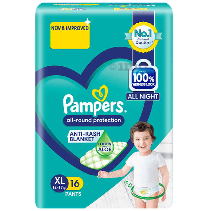 Pampers All-Round Protection Anti Rash Blanket Lotion with Aloe Vera Diaper XL