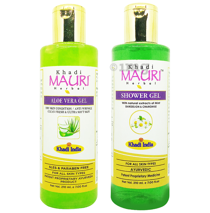 Khadi Mauri Herbal Combo Pack of Alovera & Shower Gel (210ml Each)