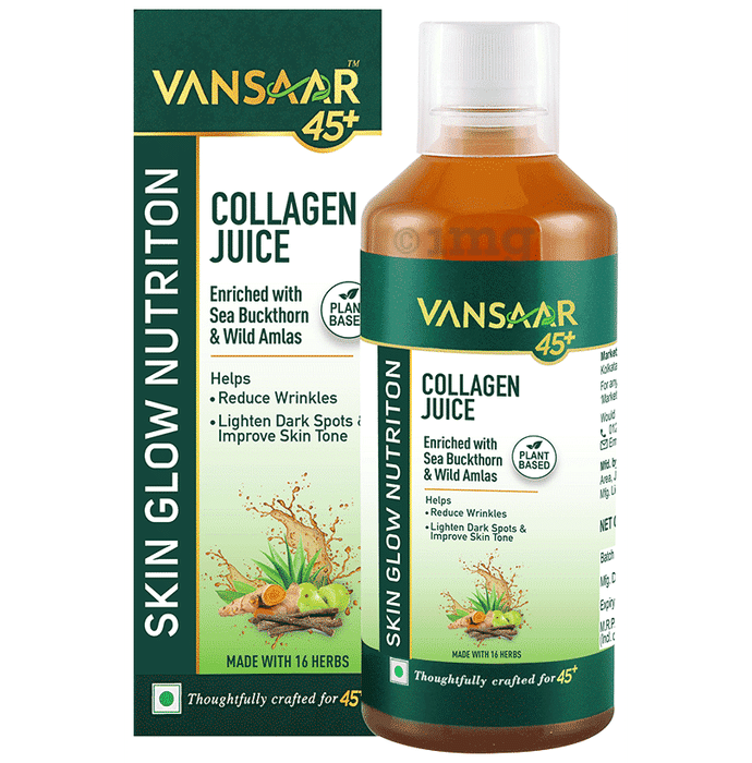 Vansaar 45+ Collagen Juice|Anti aging, Skin glow|16 Clinically Proven herb