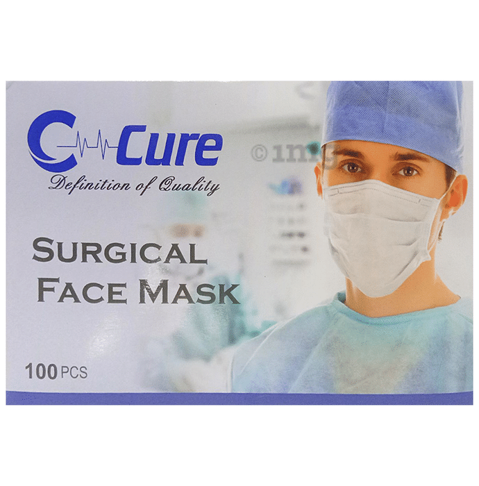 C Cure Surgical Face Mask, 3 Ply Disposable Face Mask with Earloop Blue
