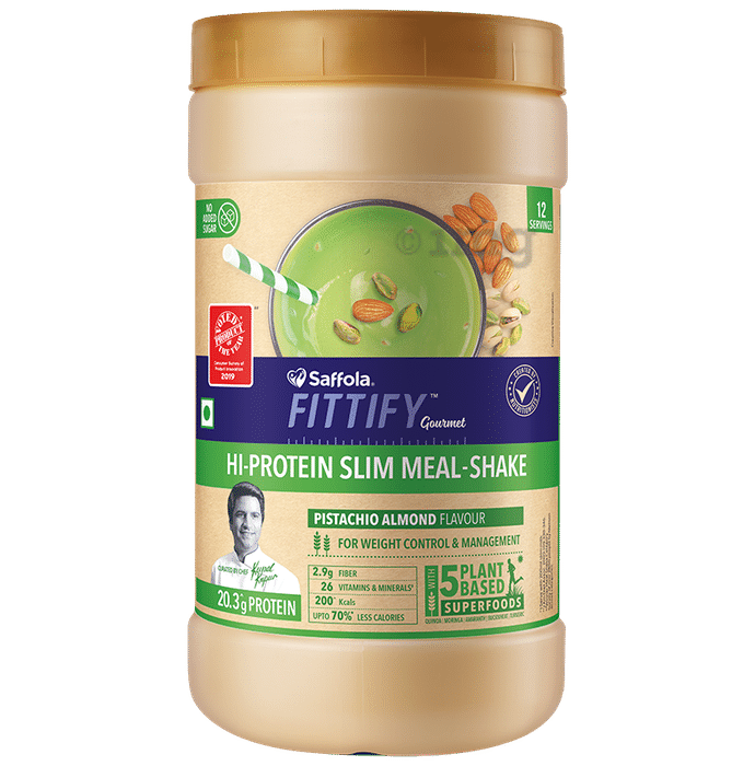 Saffola Fittify Gourmet Hi-Protein Slim Meal-Shake Powder (420gm Each) Pistachio Almond