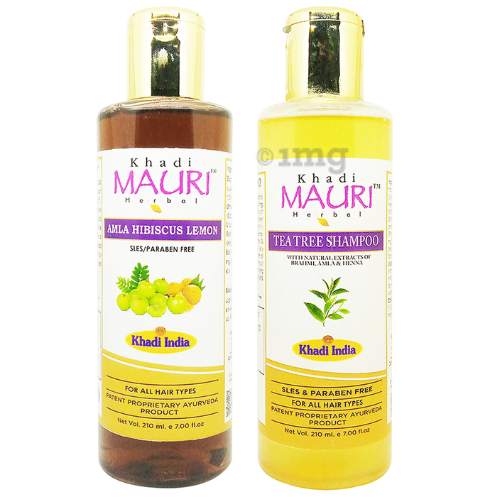 Khadi Mauri Herbal Pack of Amla Hibiscus Lemon & Tea Tree Shampoo (210ml Each)
