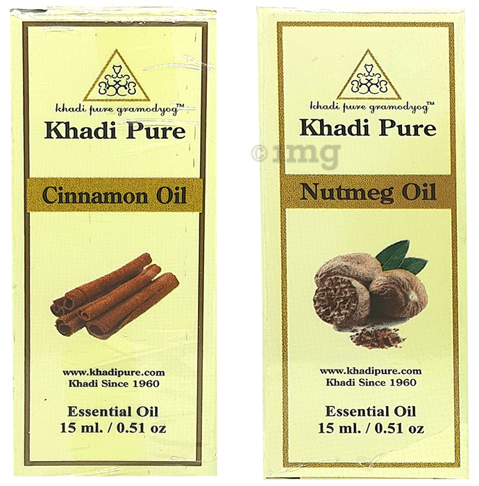 Khadi Pure Combo Pack of Cinnamon Oil & Nutmeg Oil (15ml Each)