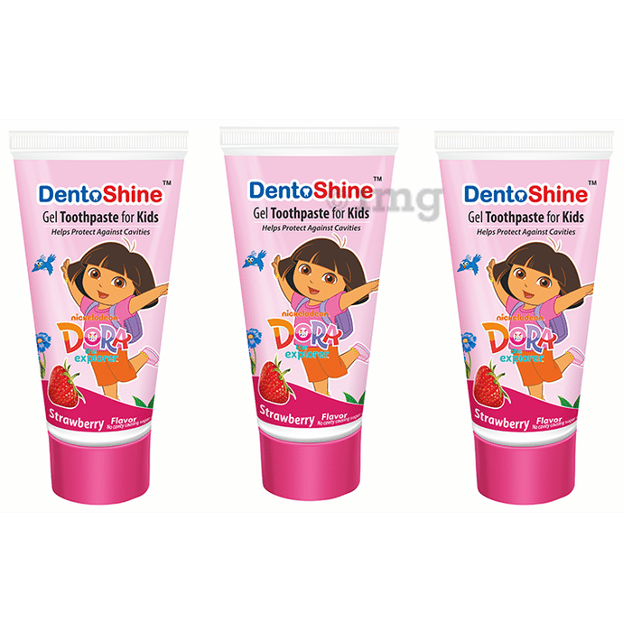 DentoShine Gel Toothpaste for Kids (80gm Each) Strawberry Dora