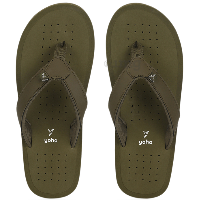 Yoho Ortho Slipper Soft Comfortable and Stylish Flip Flop Slipper for Men Waves Dark Green Size 6