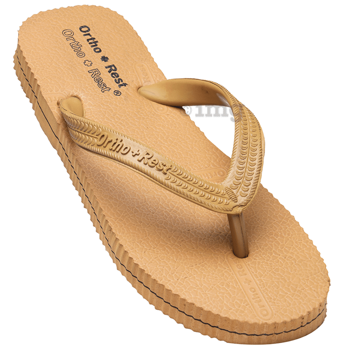 Ortho + Rest Unisex Hawaii Chappal Orthopedic Comfort, Bathroom Rubber Flip-Flops Tan 10