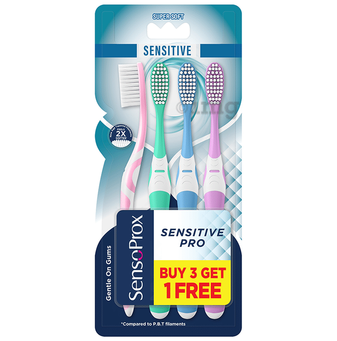 SensoProx Sensitive Pro Toothbrush Super Soft Green, Pink, Violet & Blue