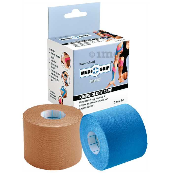 Medigrip Sports Kinesiology Tape 5cm x 5m Blue & Brown