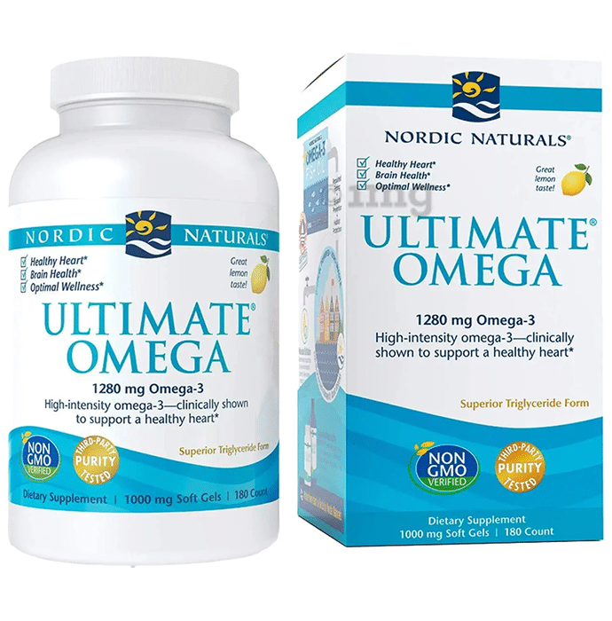Nordic Naturals Ultimate High-Intensity Omega 3 1280mg Soft Gels for Healthy Heart, Brain Health and Optimal Wellness Lemon