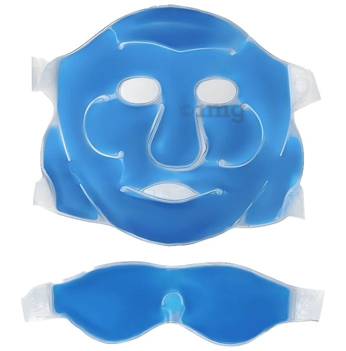 Healthtrek Combo Pack of Cooling Gel Eye Mask for Dark Circles & Cooling Gel Face Mask Blue